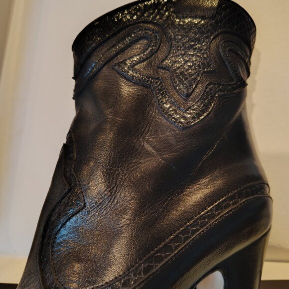 Giampaolo Viozzi - Italian Made Black Leather Pull-on Ankle Boot - Picture 2 of 6